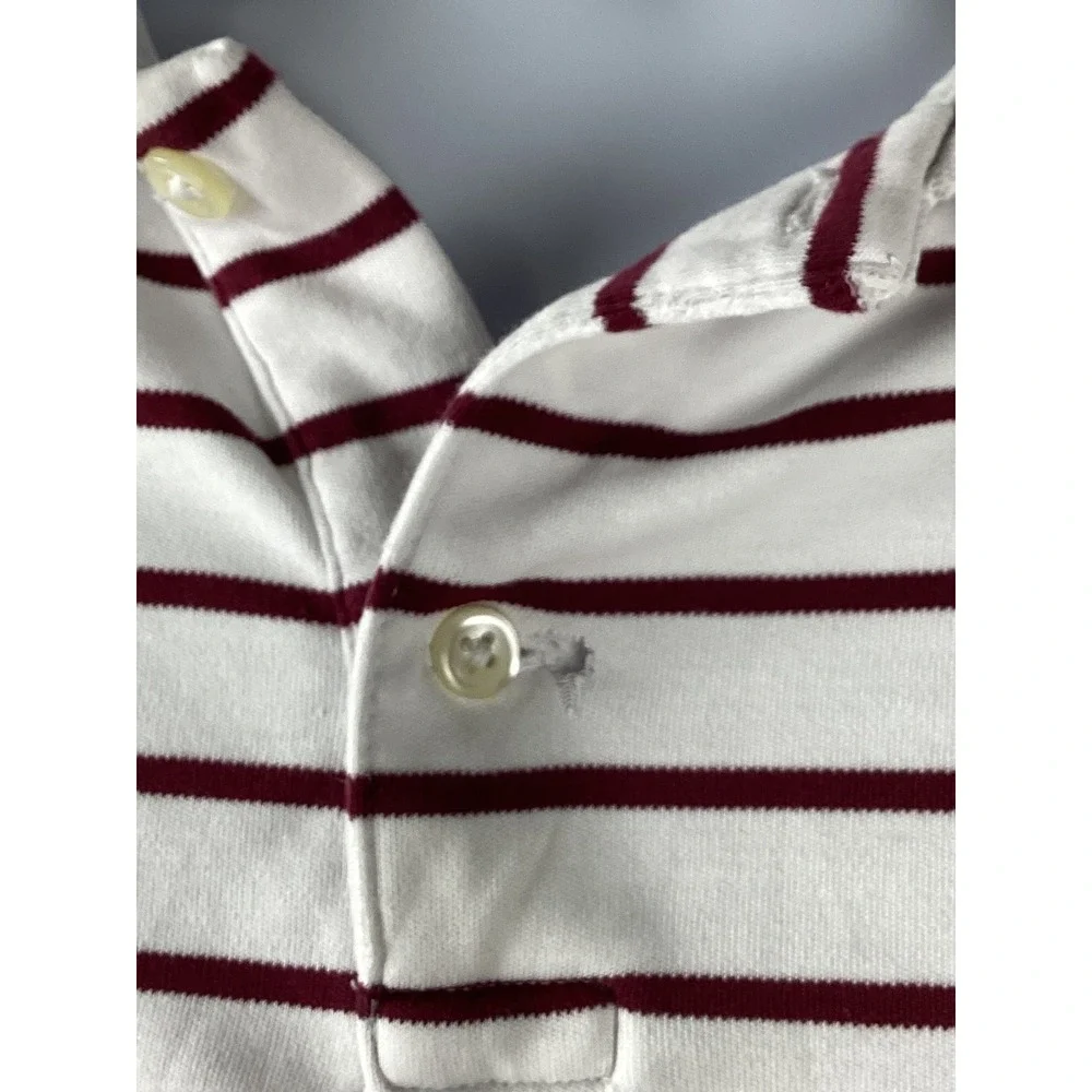 Polo Ralph Lauren Polo Shirt Mens XXL White Burgundy Stripe Short Sleeve Classic